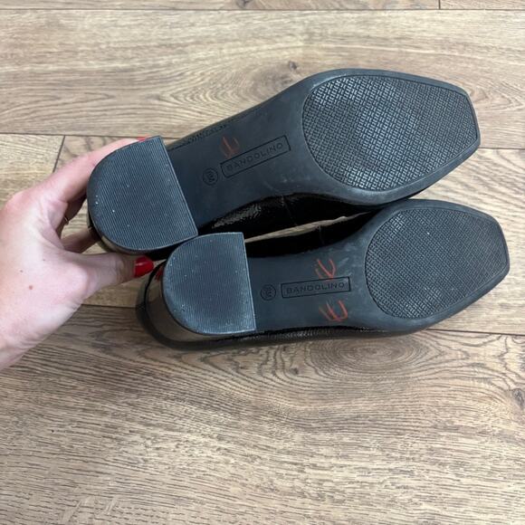 Bandolino Landry Heeled Mules Black w/ Gold Horsebit Women’s 8 — Preppy Minimal - Picture 6 of 8